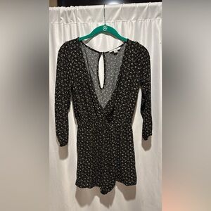 American Eagle Outfitters Black Floral Long Sleeve Romper